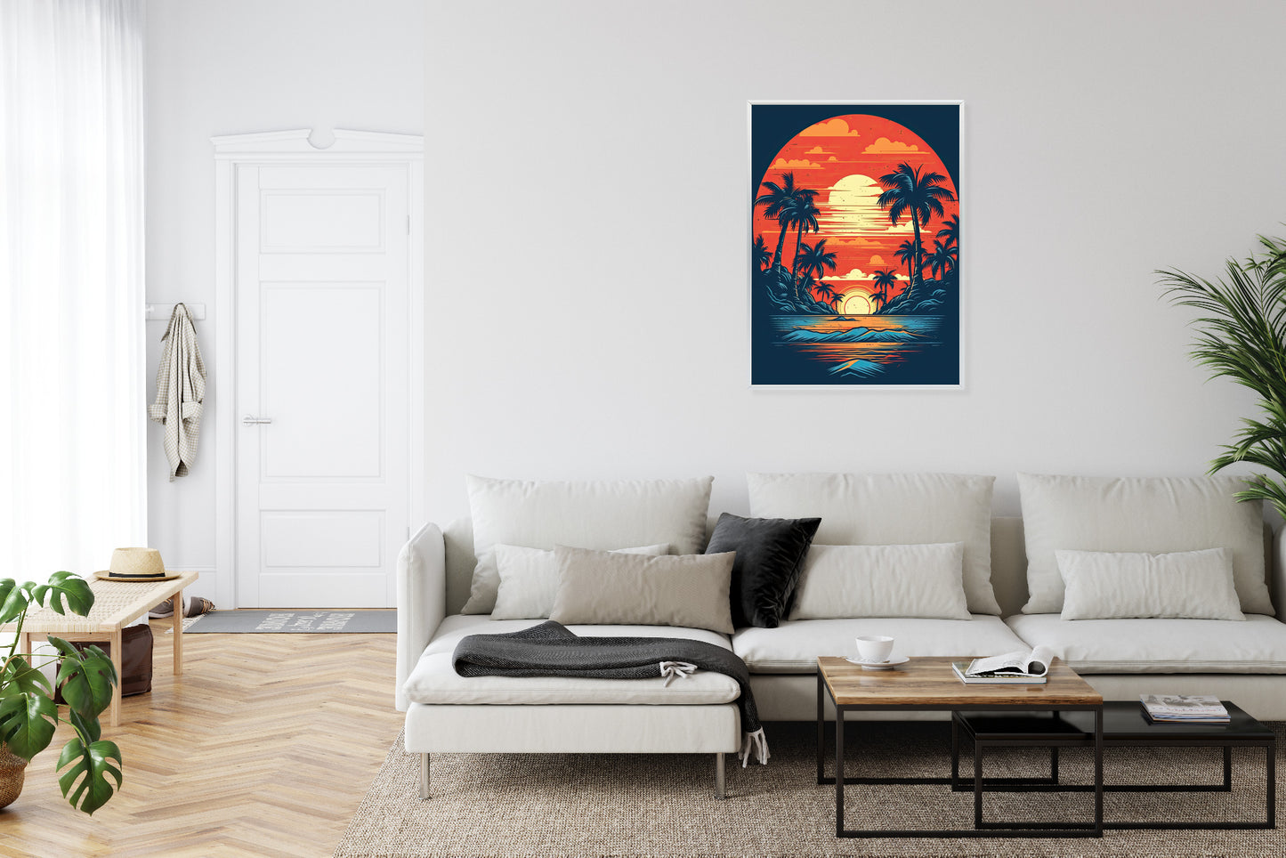 Poster Sommerstrand Mit Palmen Und Meer