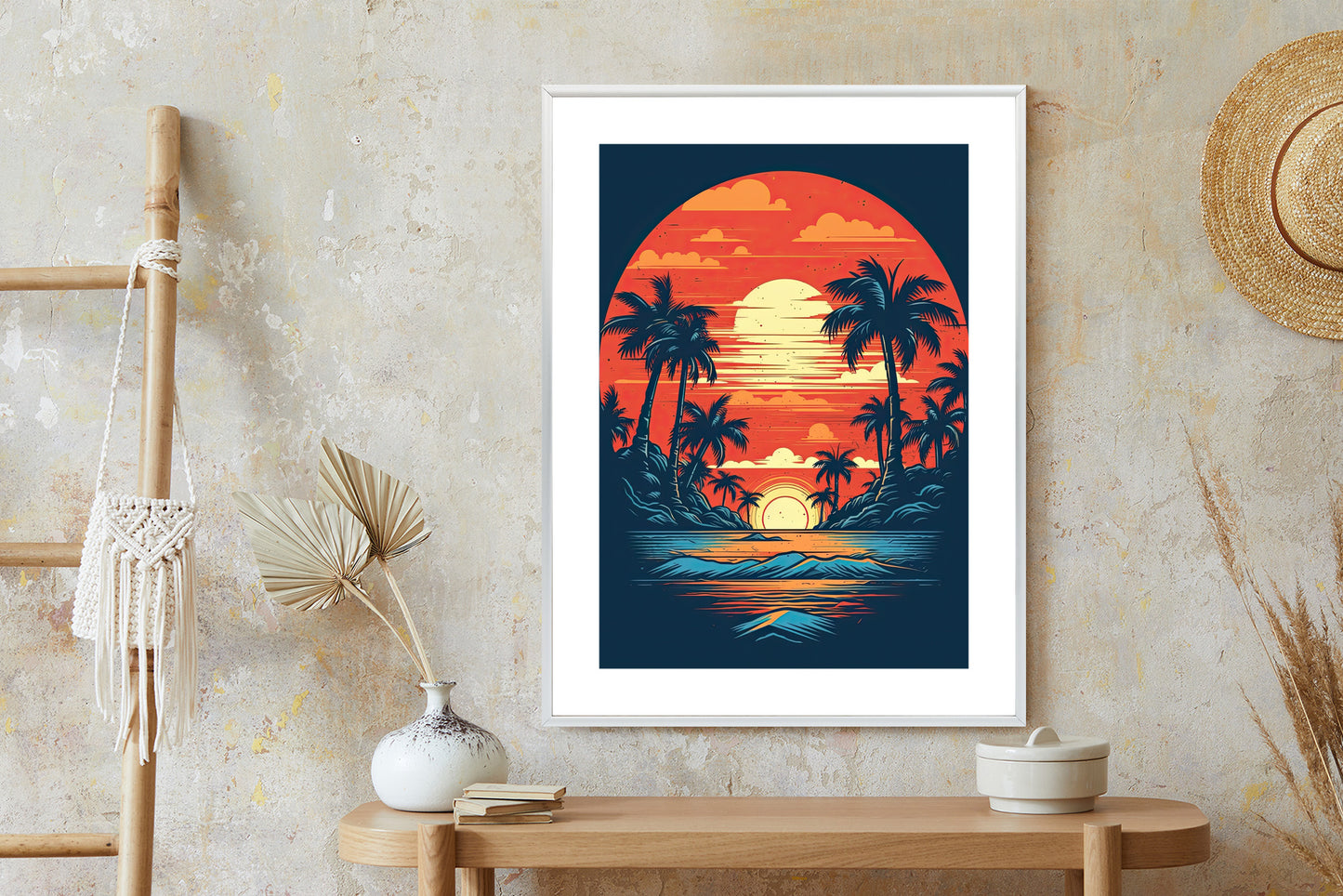 Poster Sommerstrand Mit Palmen Und Meer