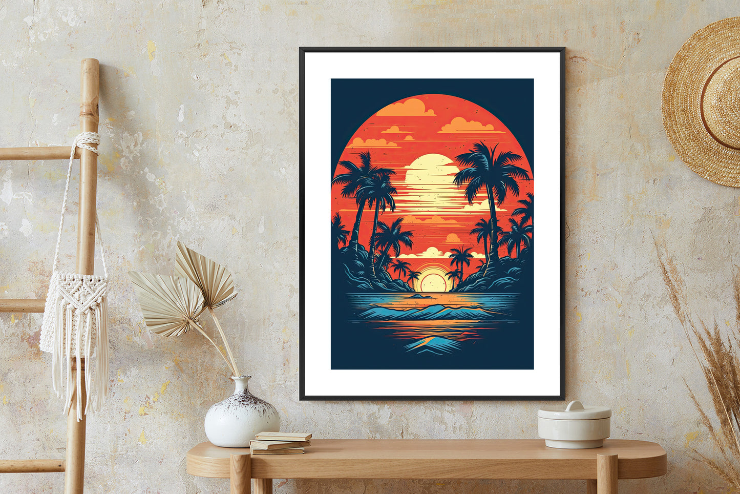 Poster Sommerstrand Mit Palmen Und Meer