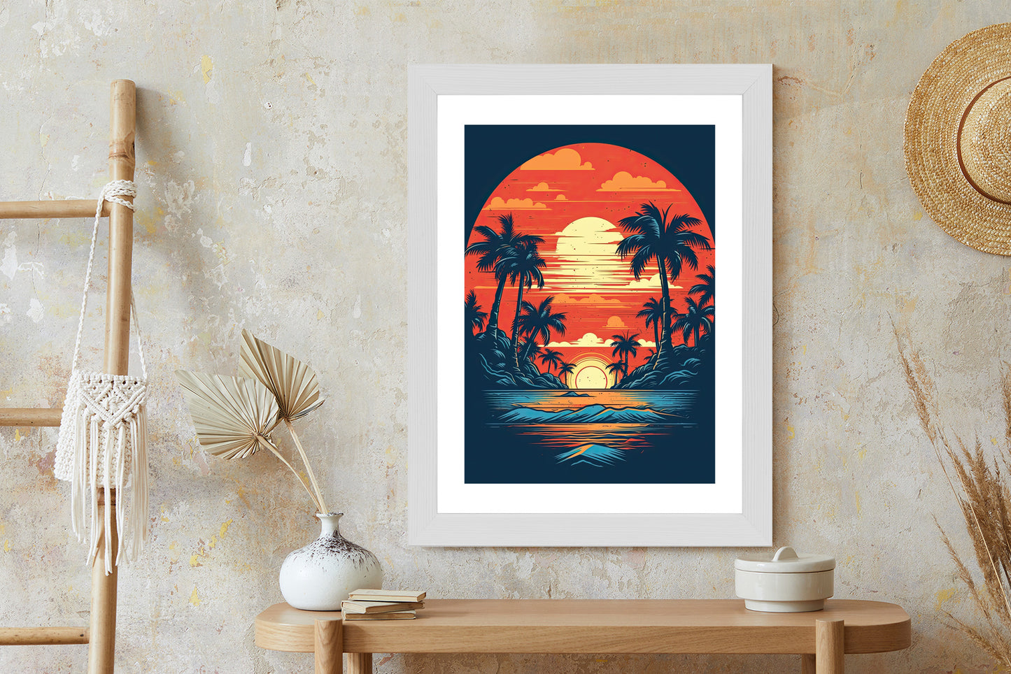 Poster Sommerstrand Mit Palmen Und Meer