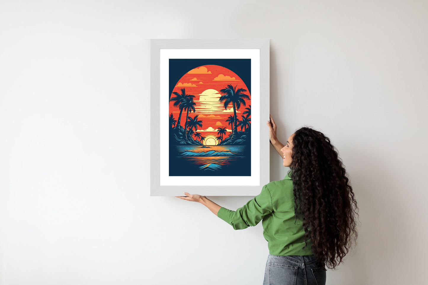 Poster Sommerstrand Mit Palmen Und Meer