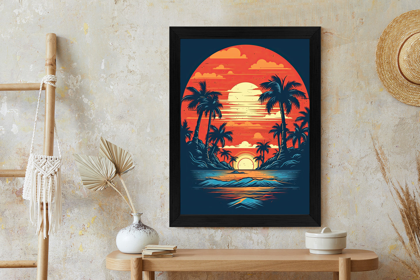 Poster Sommerstrand Mit Palmen Und Meer