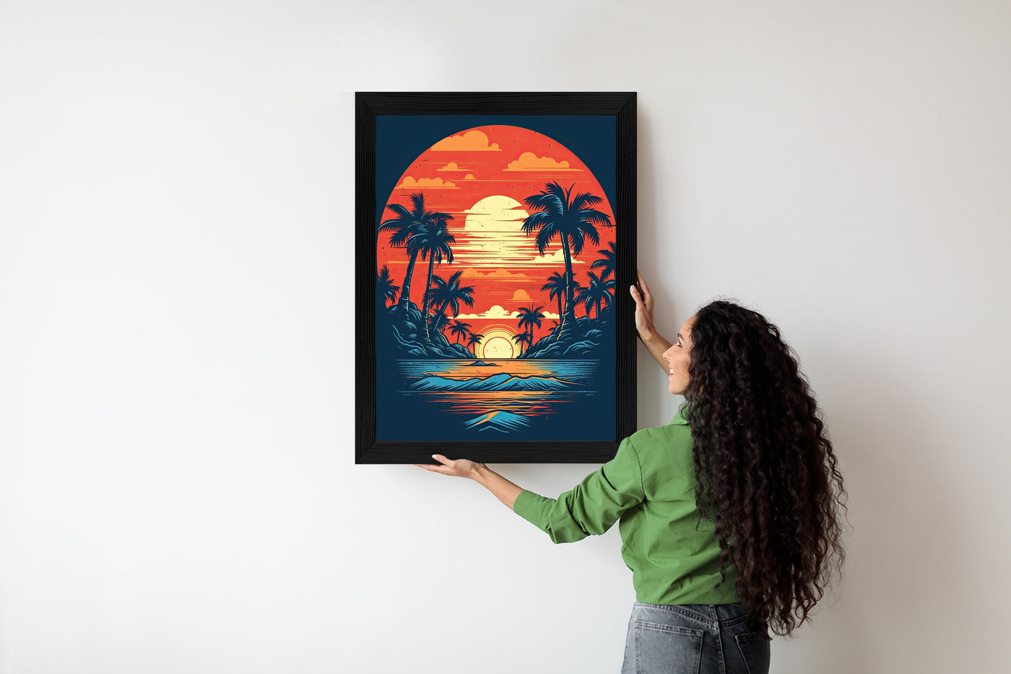 Poster Sommerstrand Mit Palmen Und Meer