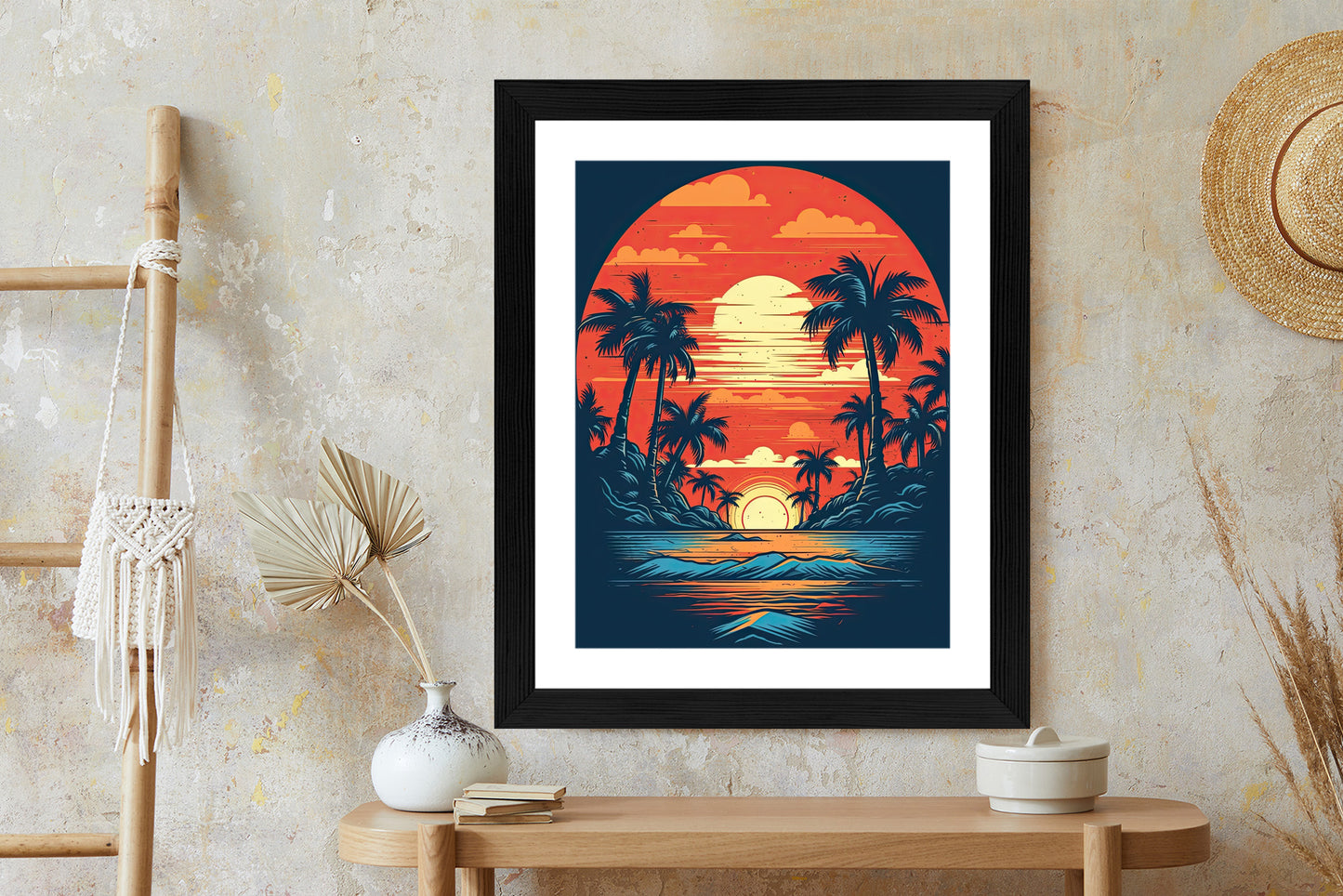 Poster Sommerstrand Mit Palmen Und Meer