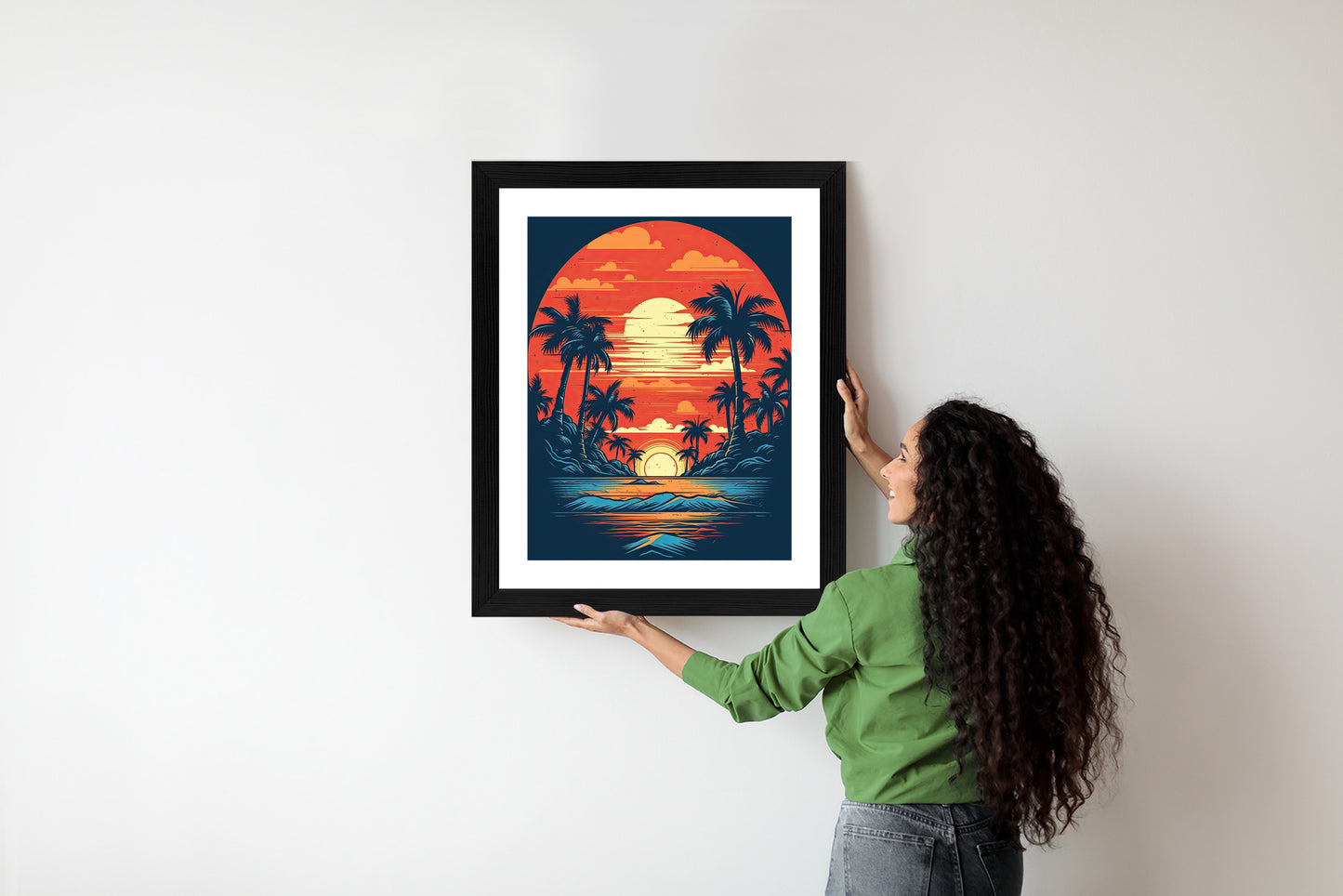 Poster Sommerstrand Mit Palmen Und Meer