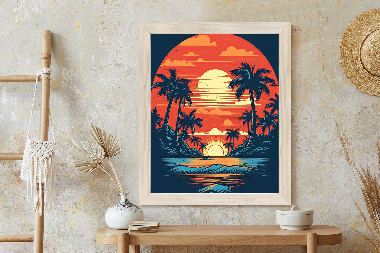 Poster Sommerstrand Mit Palmen Und Meer