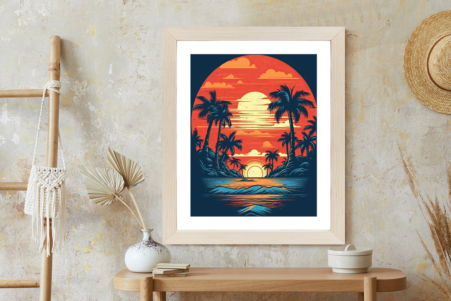 Poster Sommerstrand Mit Palmen Und Meer