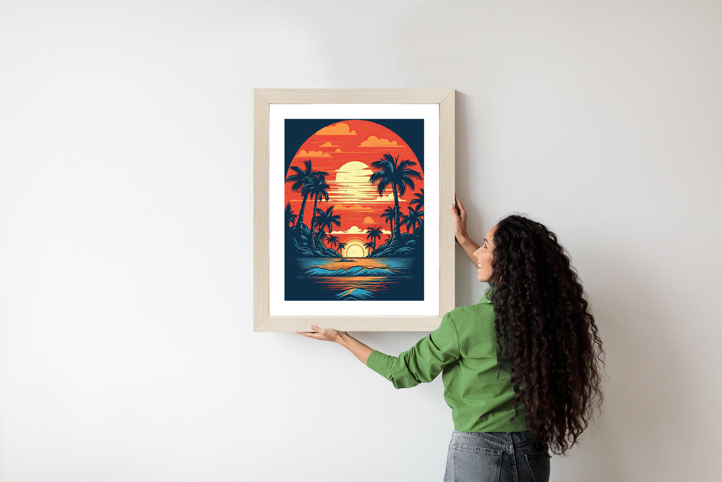 Poster Sommerstrand Mit Palmen Und Meer