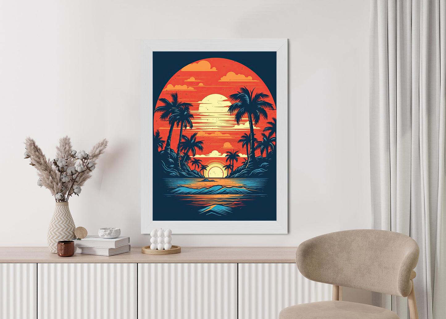 Poster Sommerstrand Mit Palmen Und Meer