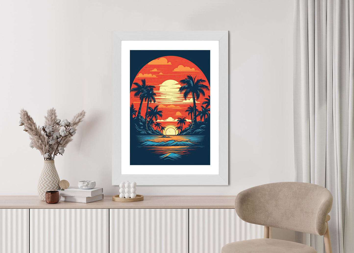 Poster Sommerstrand Mit Palmen Und Meer