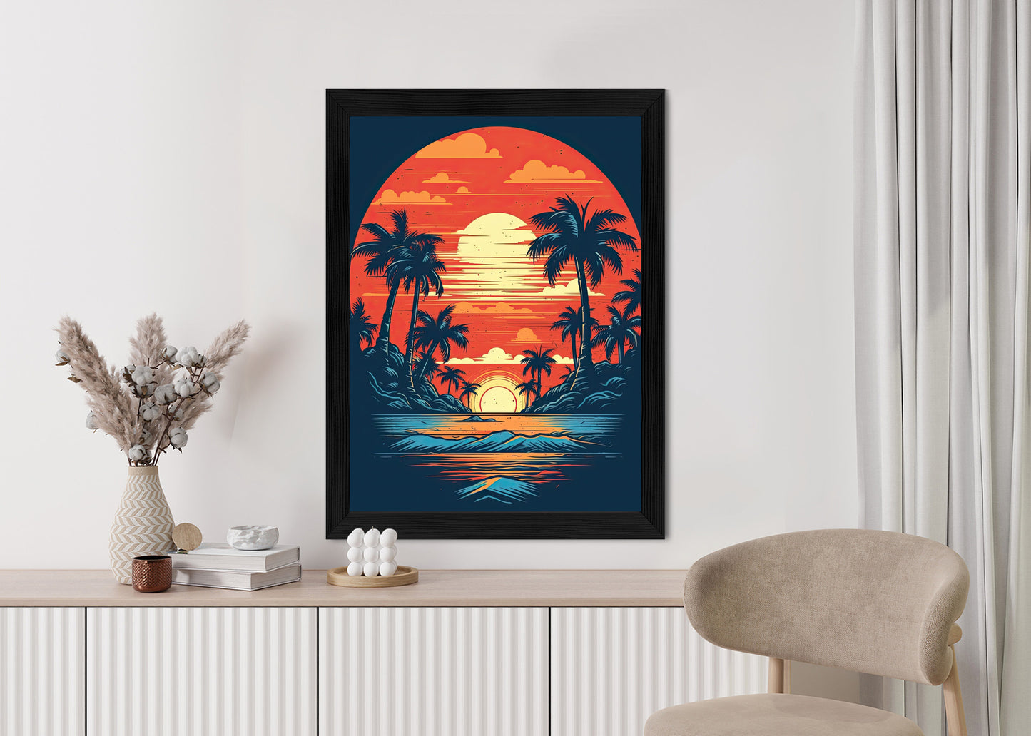 Poster Sommerstrand Mit Palmen Und Meer