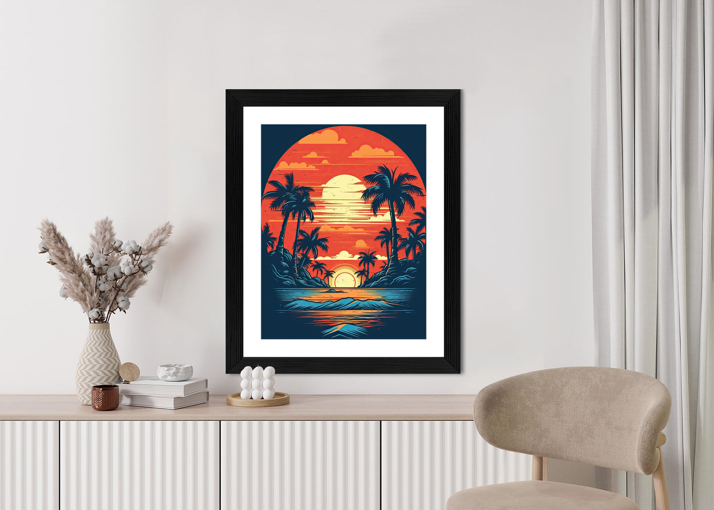 Poster Sommerstrand Mit Palmen Und Meer