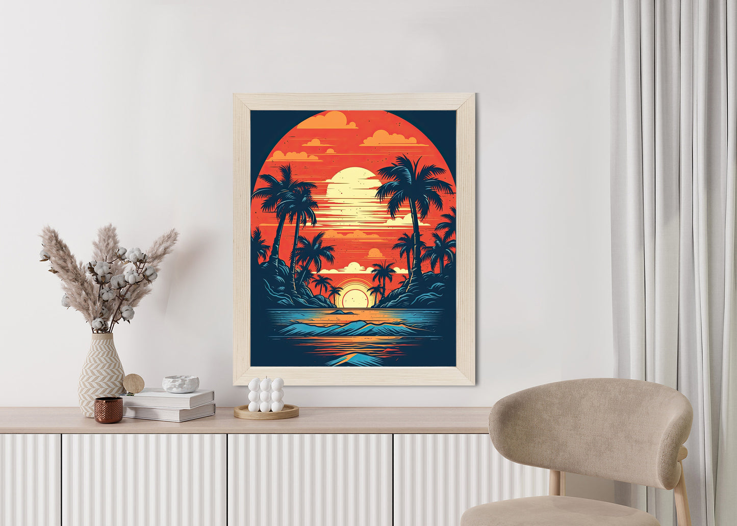 Poster Sommerstrand Mit Palmen Und Meer