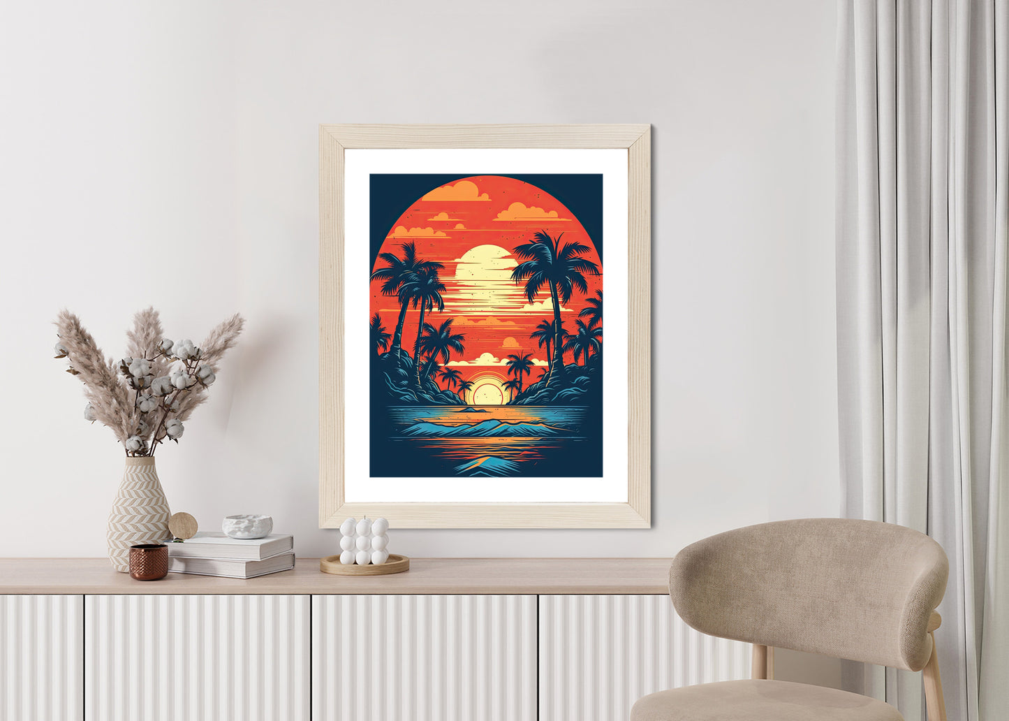 Poster Sommerstrand Mit Palmen Und Meer