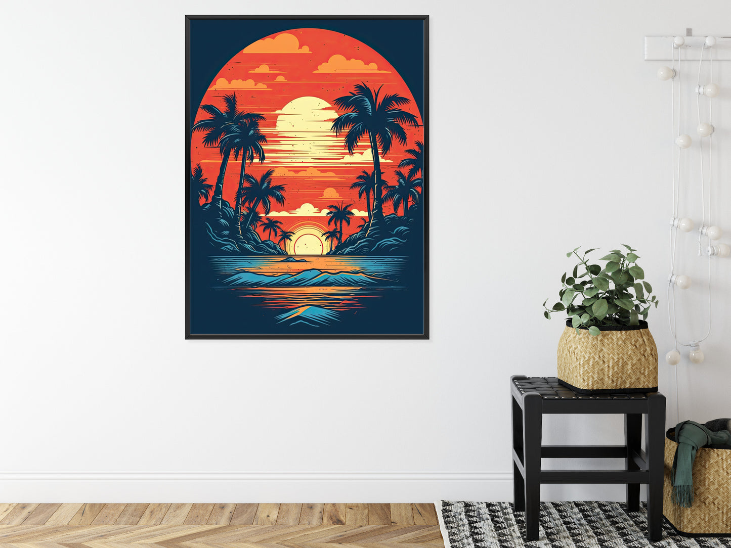 Poster Sommerstrand Mit Palmen Und Meer