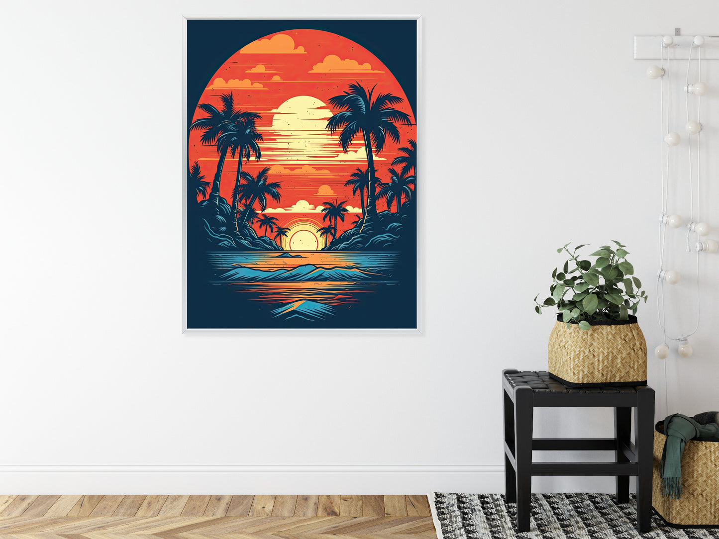 Poster Sommerstrand Mit Palmen Und Meer