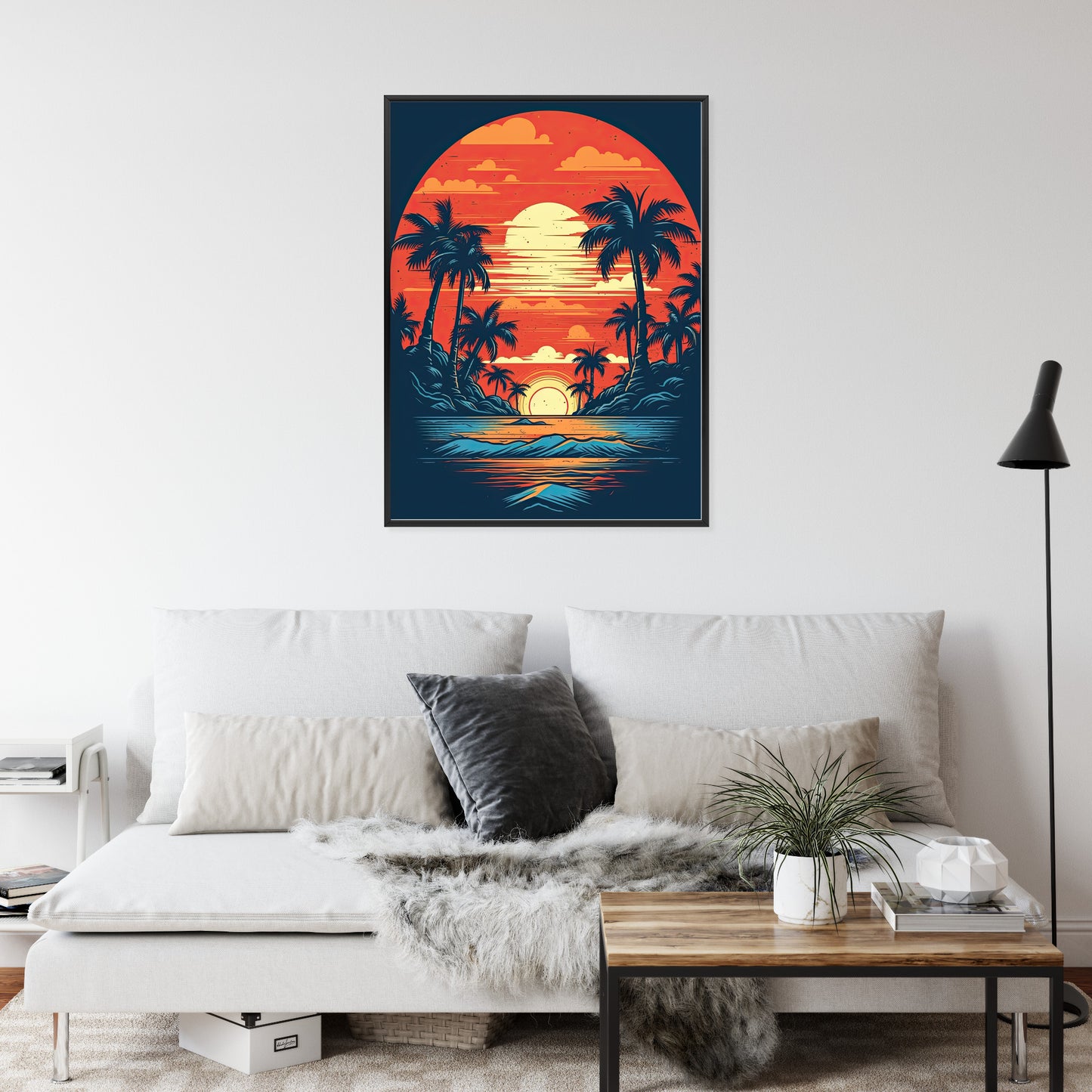Poster Sommerstrand Mit Palmen Und Meer
