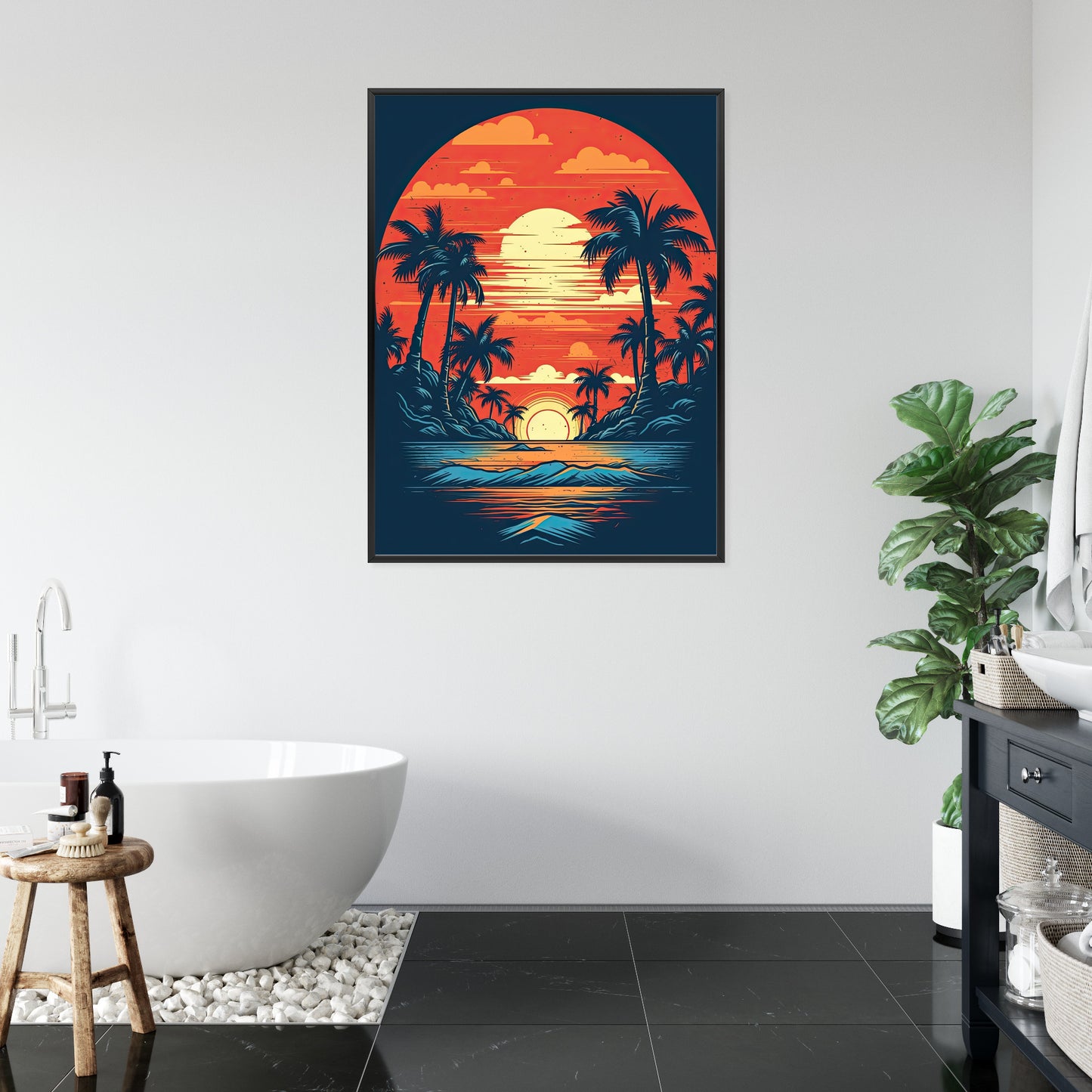 Poster Sommerstrand Mit Palmen Und Meer