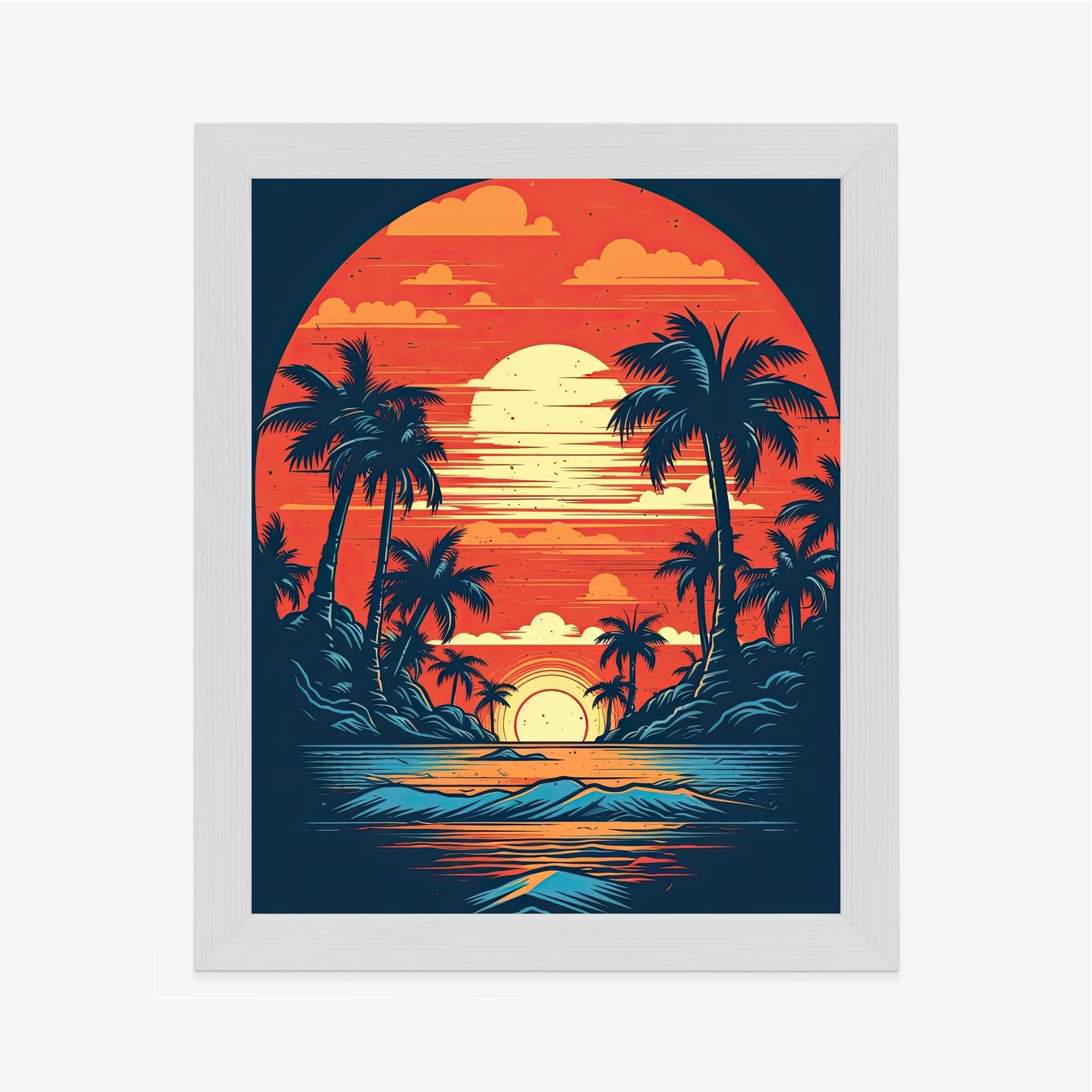 Poster Sommerstrand Mit Palmen Und Meer