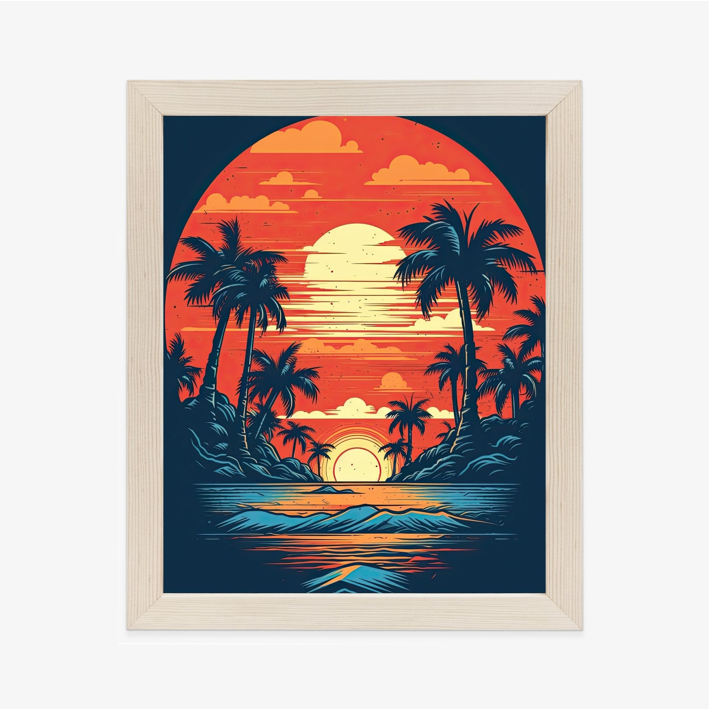 Poster Sommerstrand Mit Palmen Und Meer