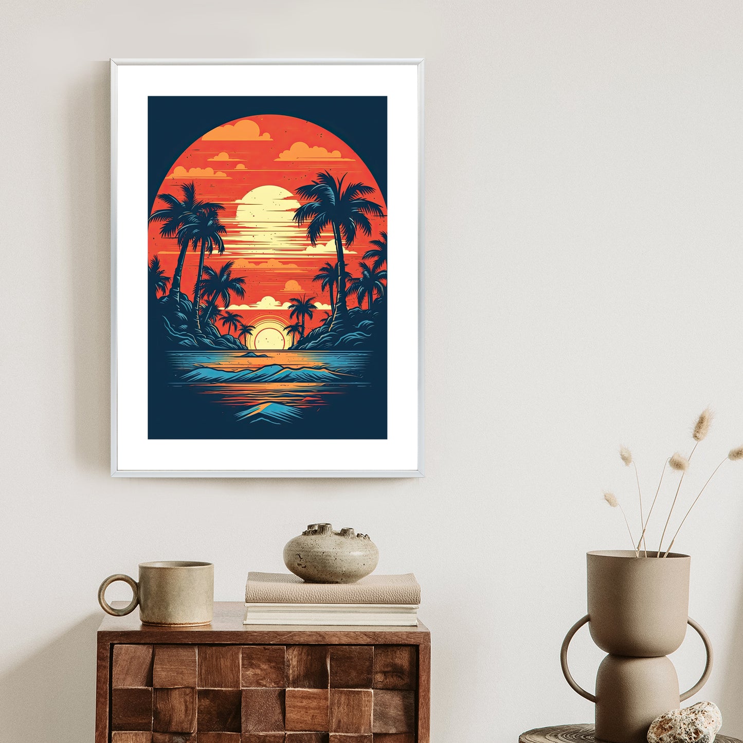 Poster Sommerstrand Mit Palmen Und Meer
