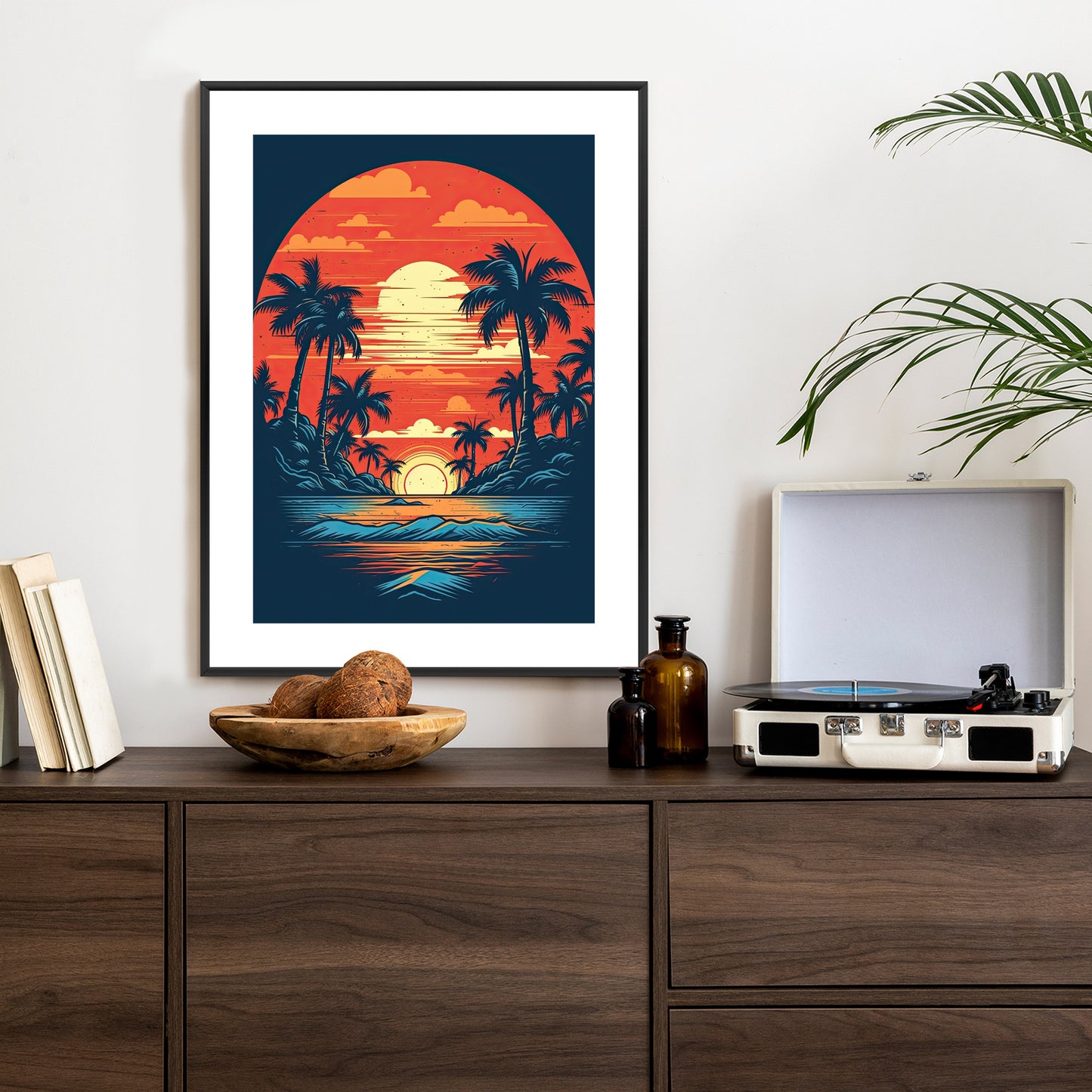 Poster Sommerstrand Mit Palmen Und Meer