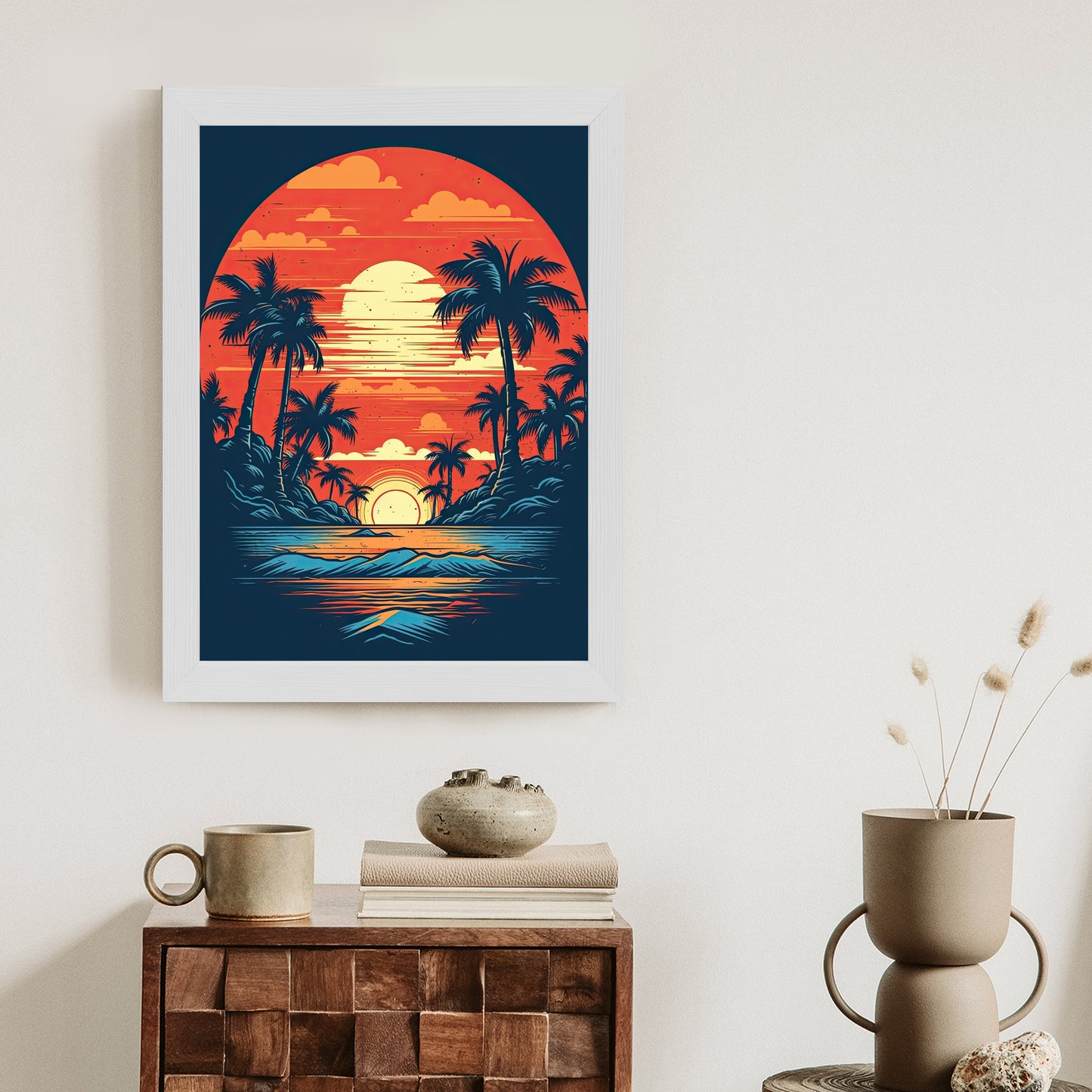 Poster Sommerstrand Mit Palmen Und Meer
