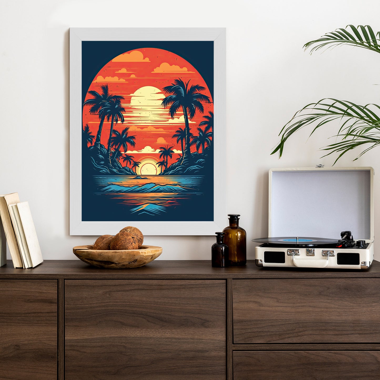 Poster Sommerstrand Mit Palmen Und Meer