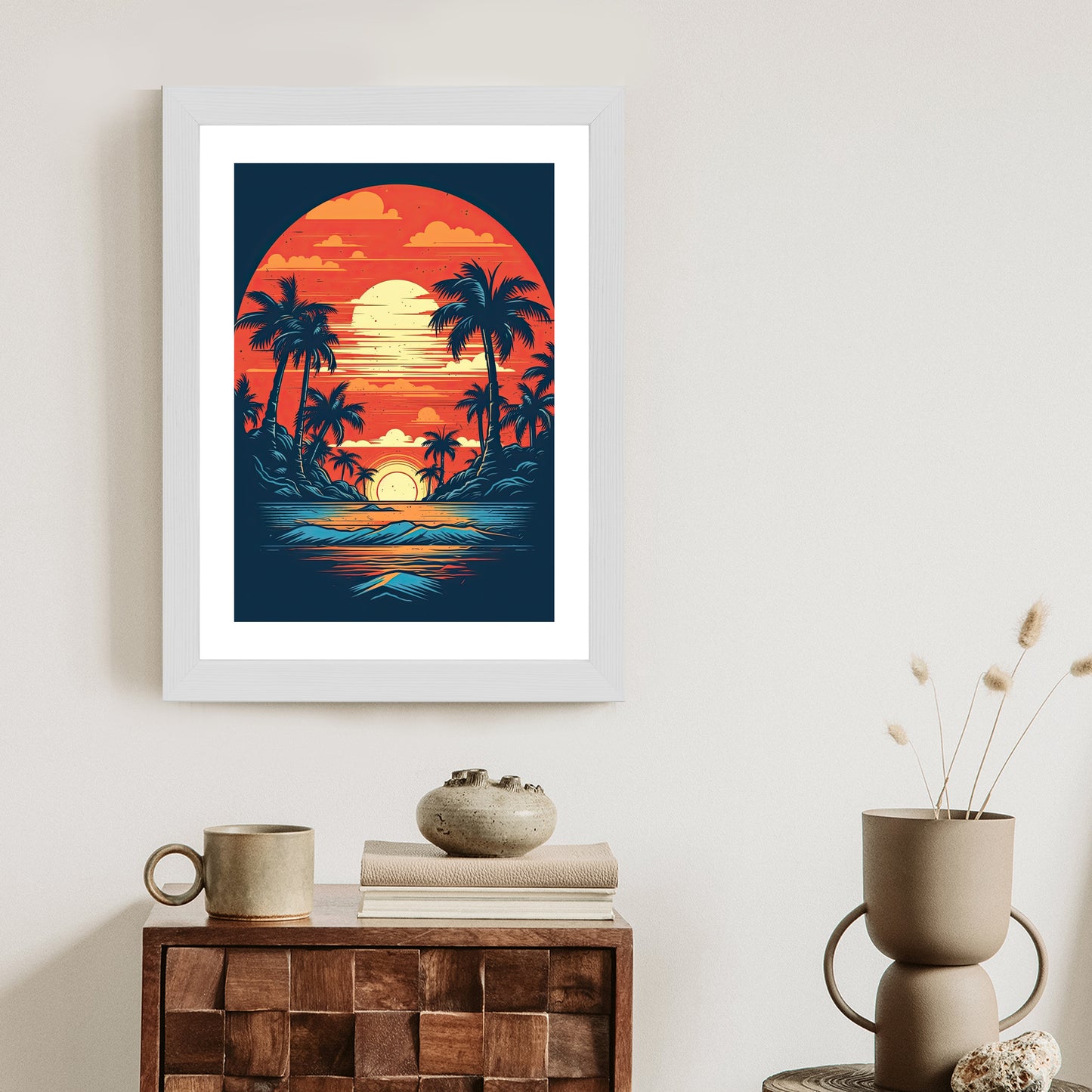 Poster Sommerstrand Mit Palmen Und Meer