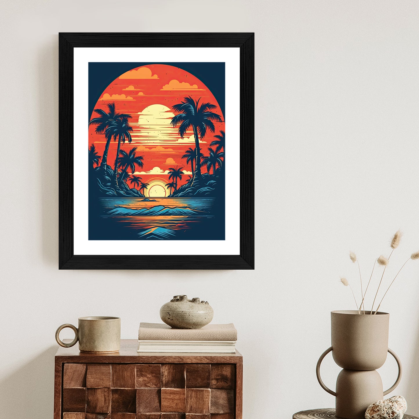 Poster Sommerstrand Mit Palmen Und Meer
