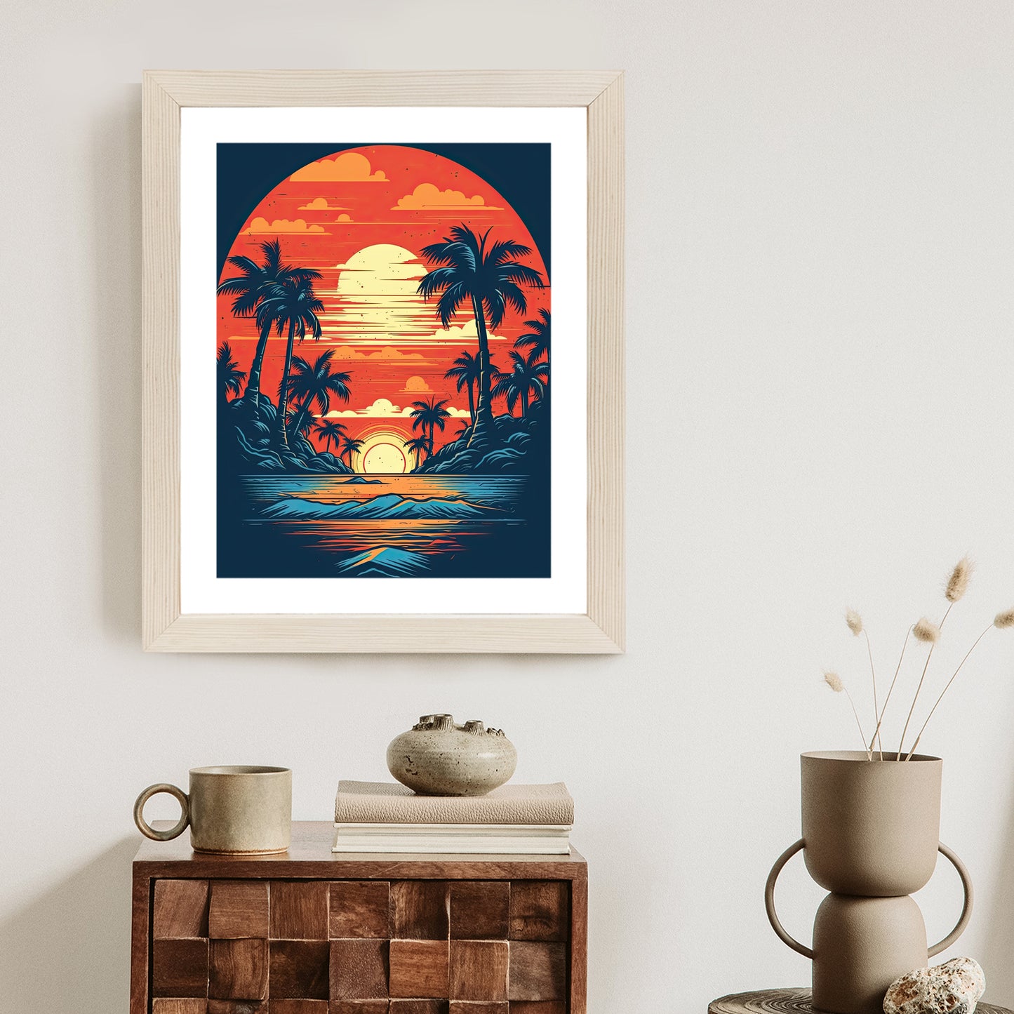 Poster Sommerstrand Mit Palmen Und Meer