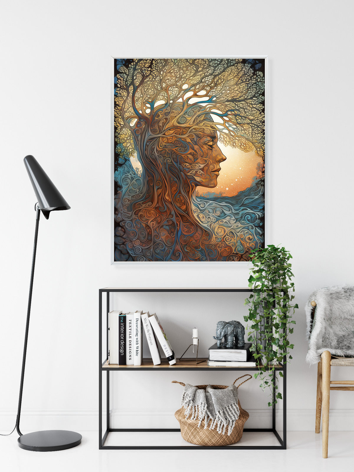Poster Männerkopf Und Künstlerischer Baum
