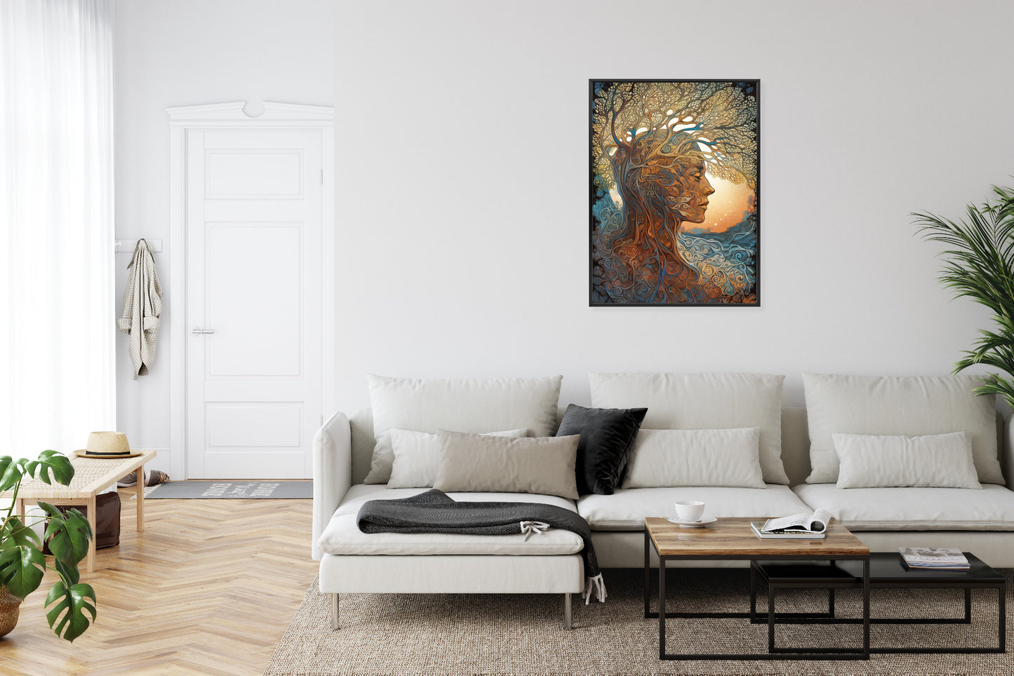 Poster Männerkopf Und Künstlerischer Baum