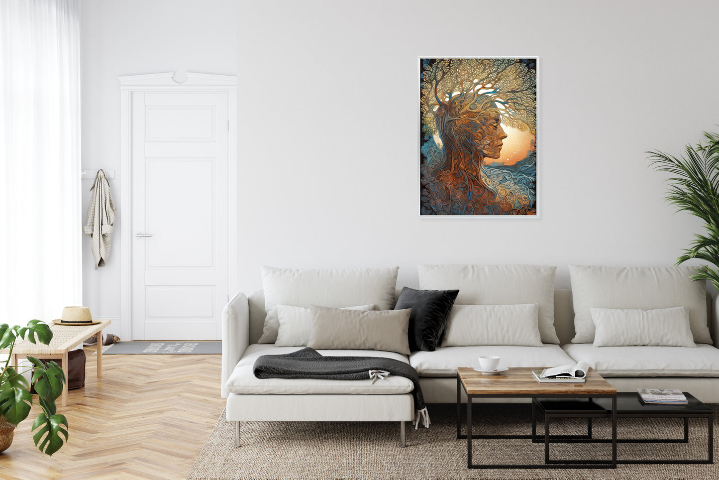 Poster Männerkopf Und Künstlerischer Baum