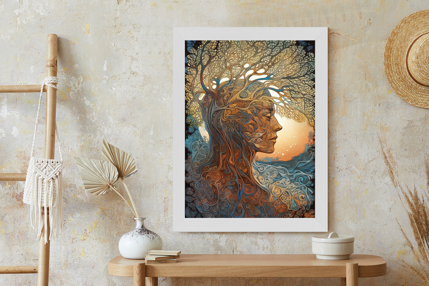 Poster Männerkopf Und Künstlerischer Baum