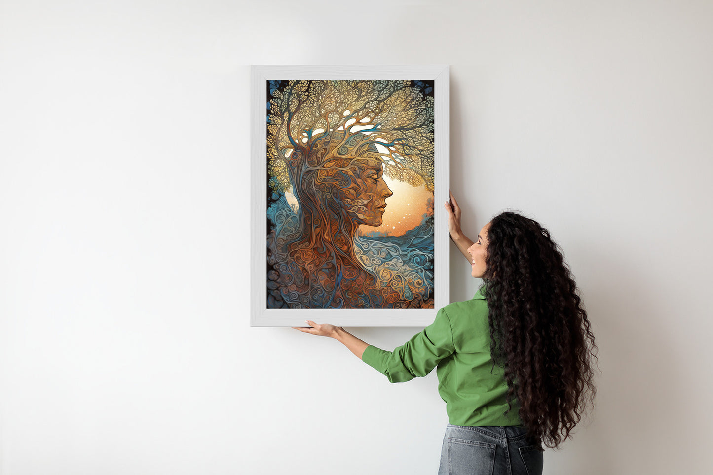 Poster Männerkopf Und Künstlerischer Baum