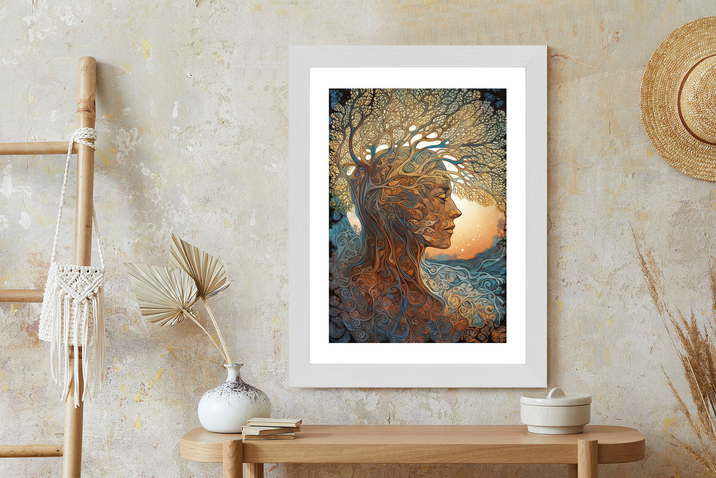 Poster Männerkopf Und Künstlerischer Baum