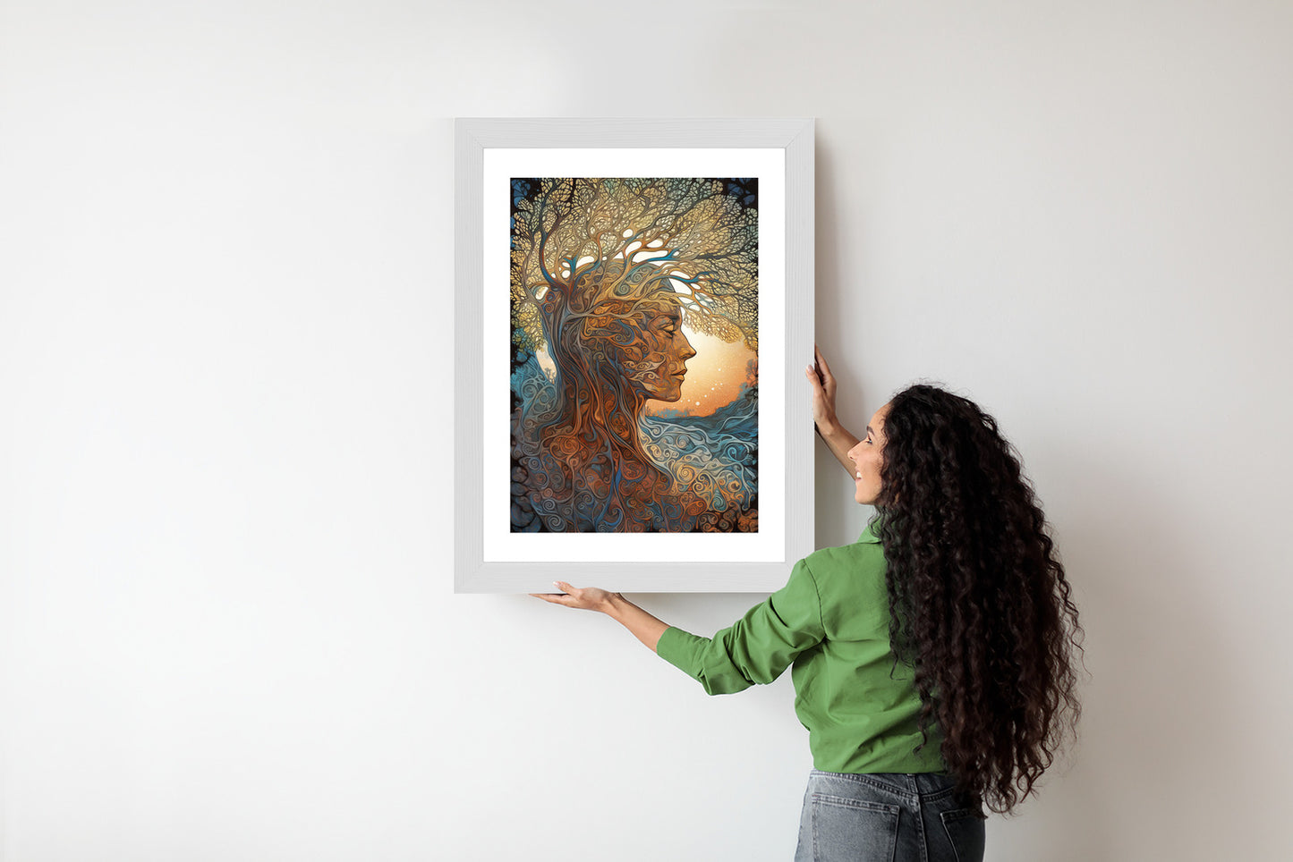 Poster Männerkopf Und Künstlerischer Baum