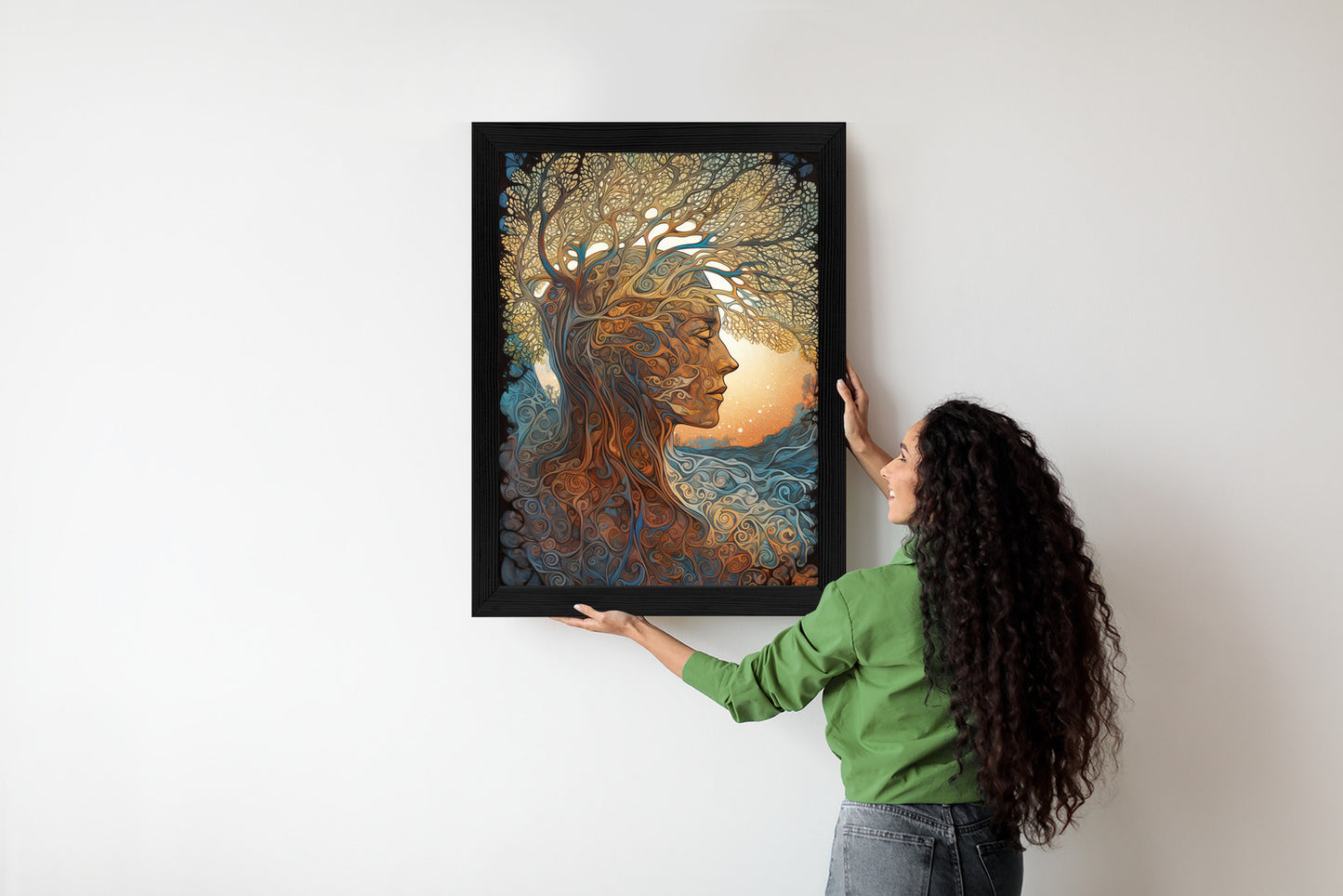 Poster Männerkopf Und Künstlerischer Baum