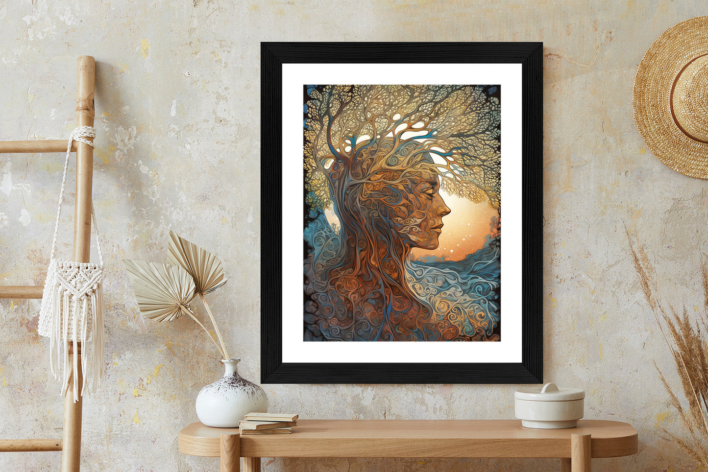 Poster Männerkopf Und Künstlerischer Baum