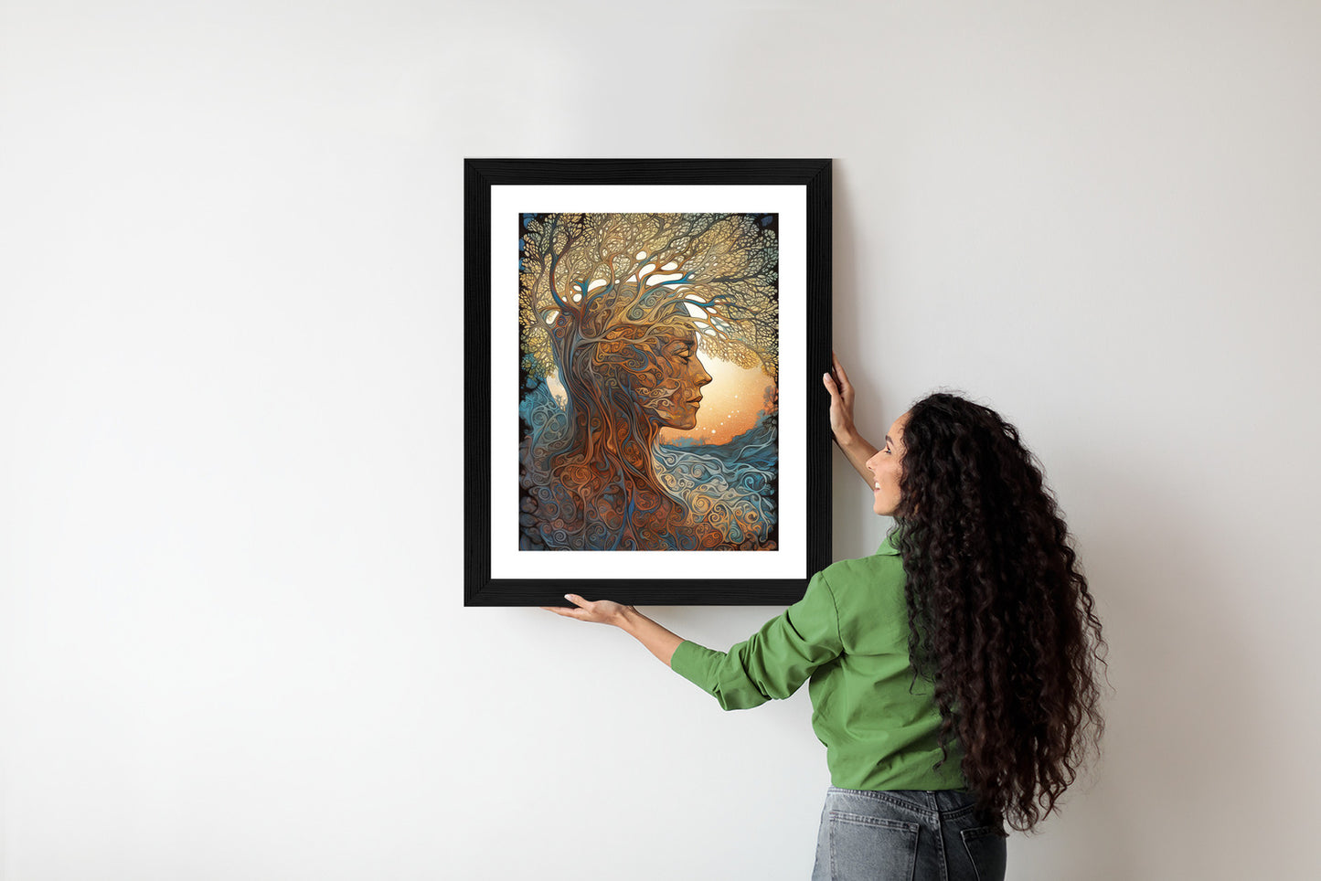 Poster Männerkopf Und Künstlerischer Baum