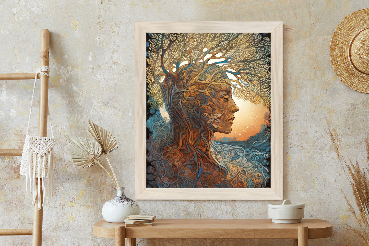 Poster Männerkopf Und Künstlerischer Baum