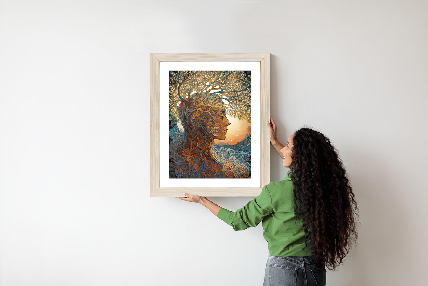 Poster Männerkopf Und Künstlerischer Baum