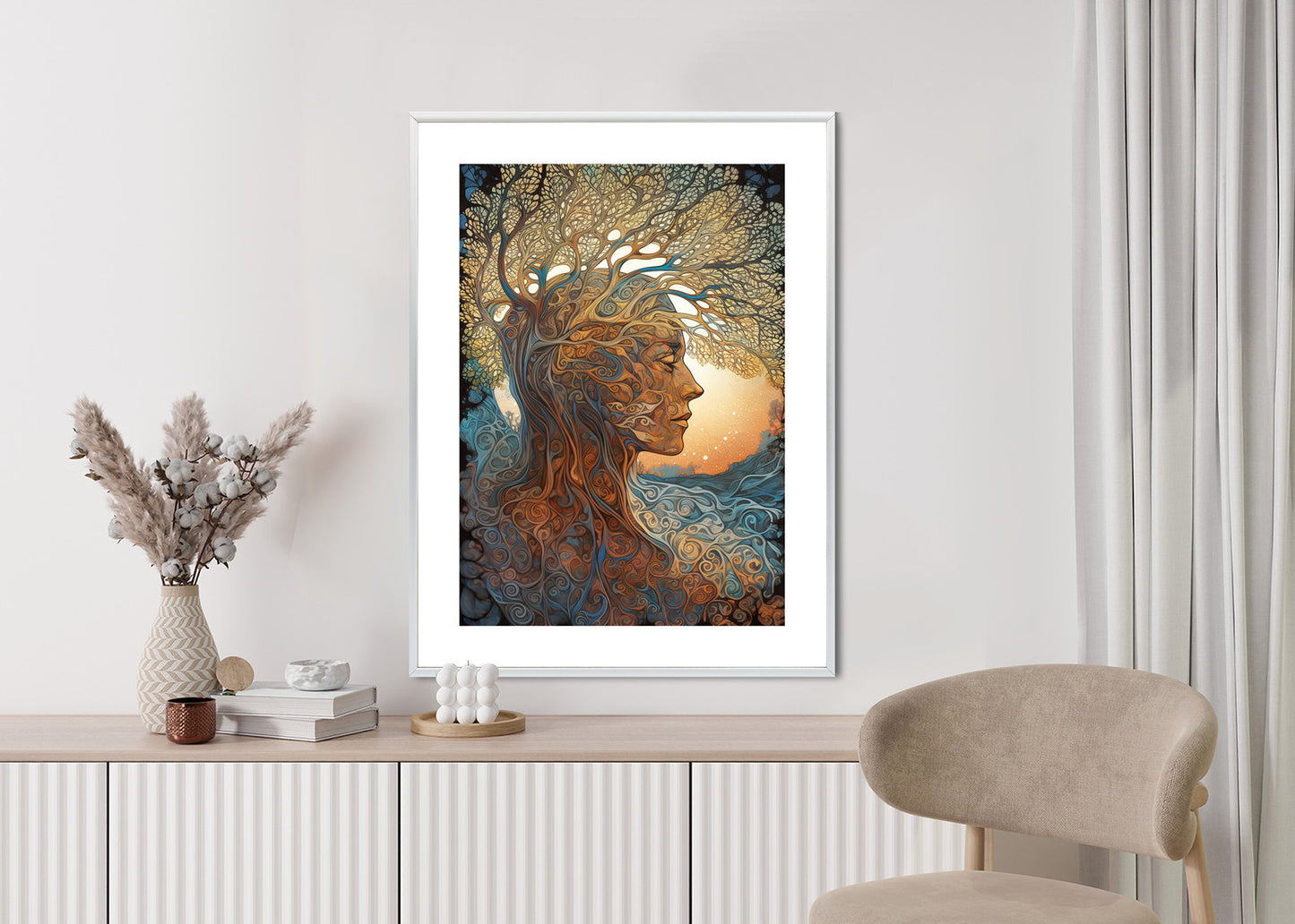 Poster Männerkopf Und Künstlerischer Baum