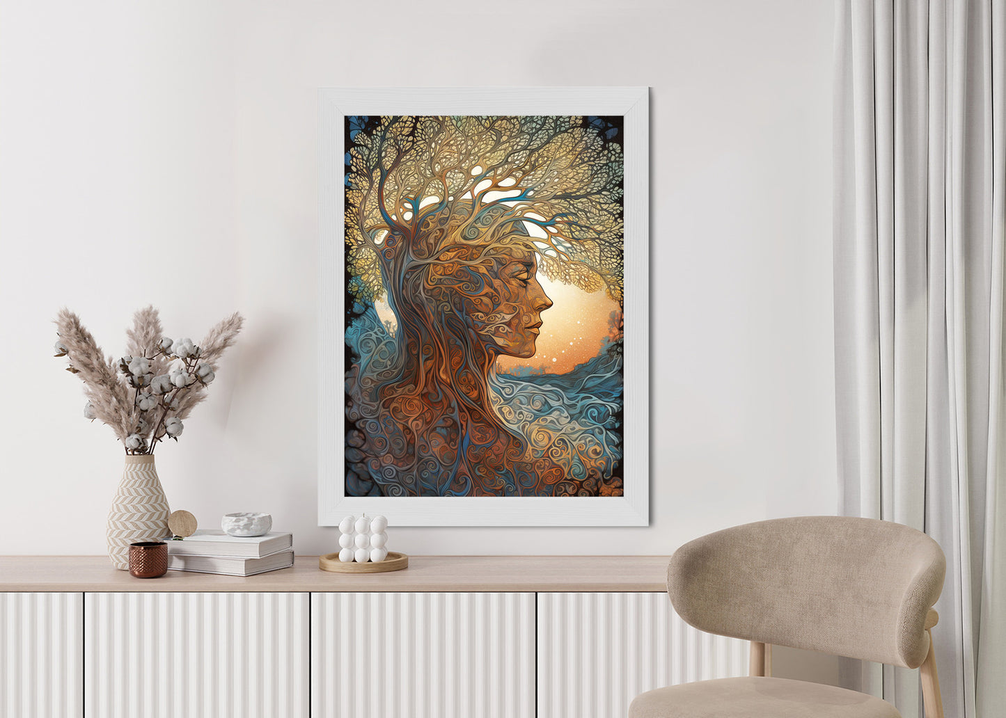 Poster Männerkopf Und Künstlerischer Baum