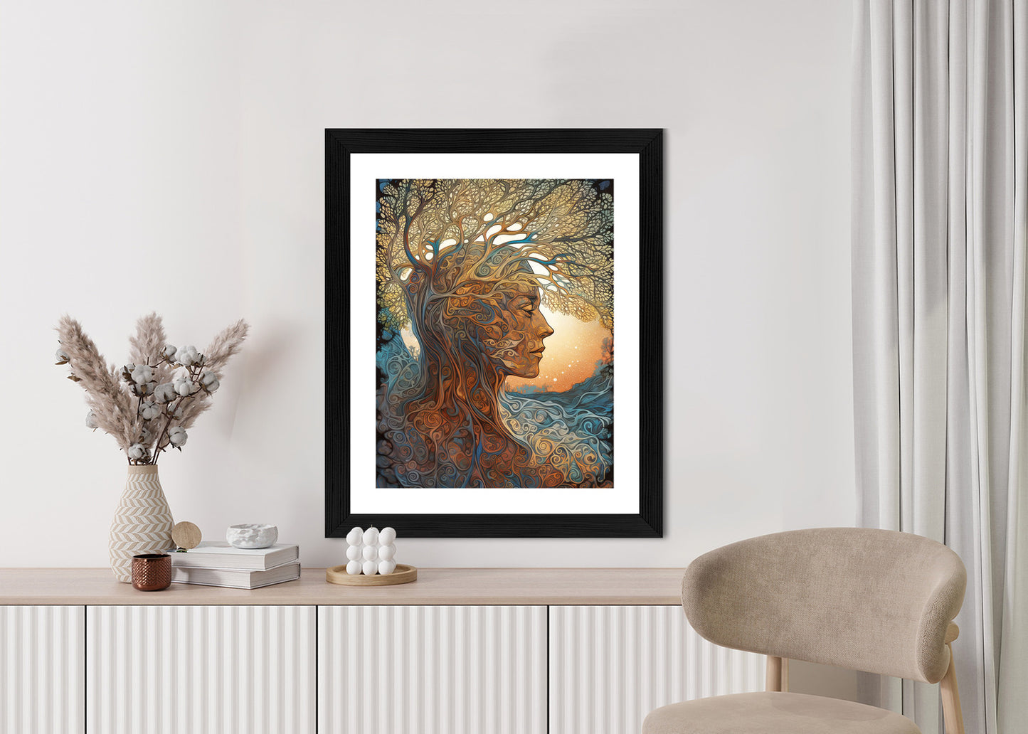 Poster Männerkopf Und Künstlerischer Baum