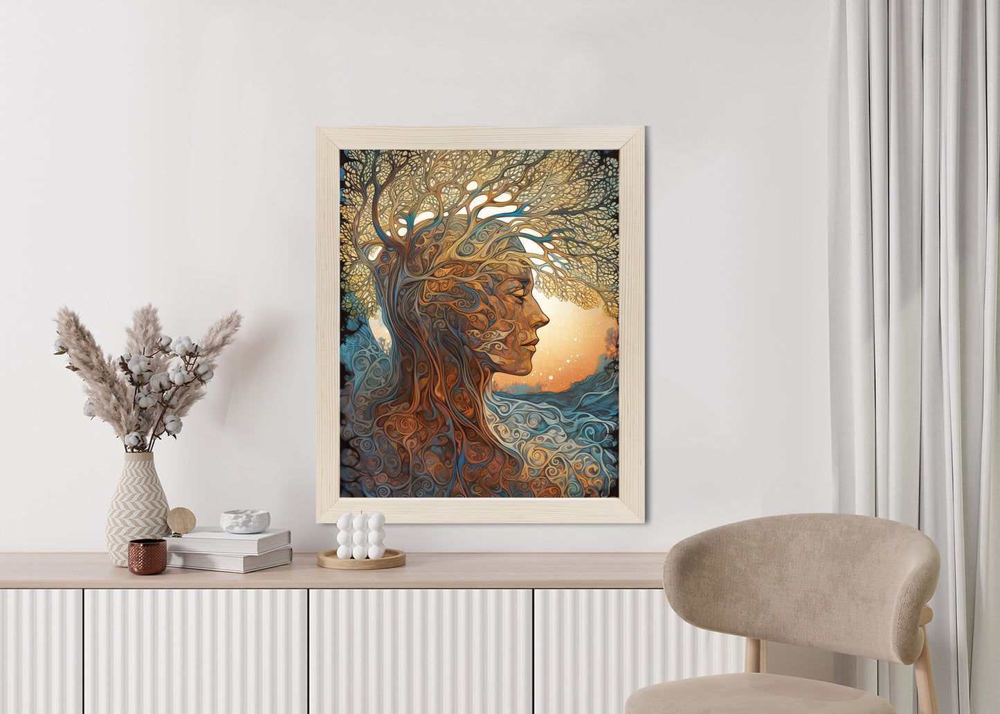 Poster Männerkopf Und Künstlerischer Baum