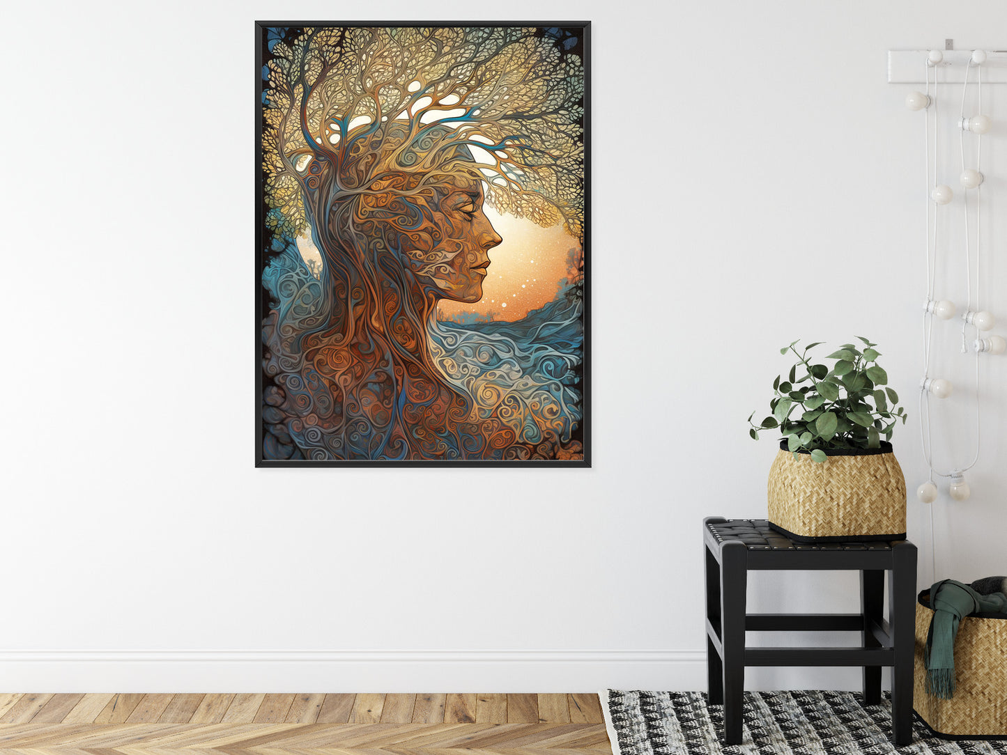 Poster Männerkopf Und Künstlerischer Baum