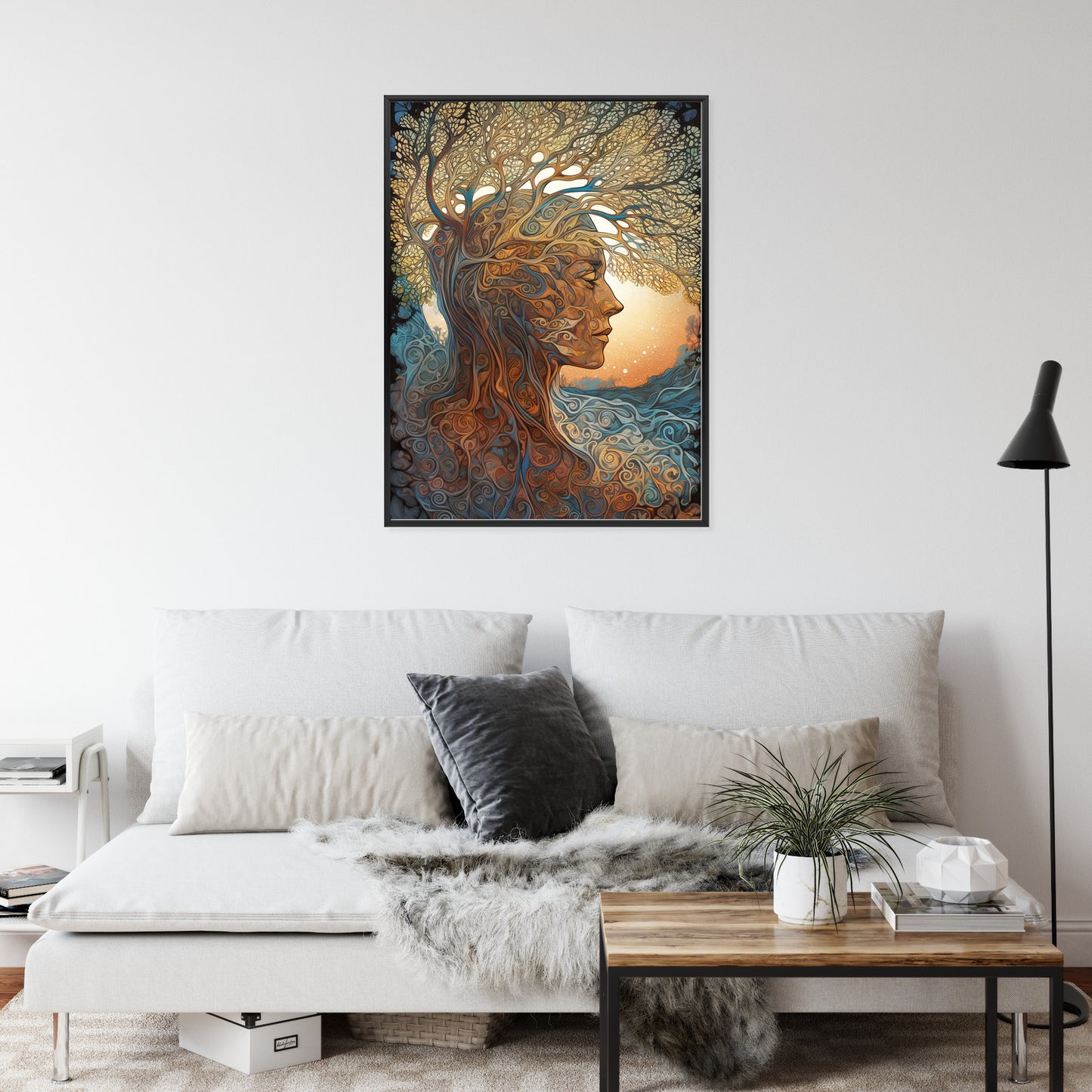 Poster Männerkopf Und Künstlerischer Baum