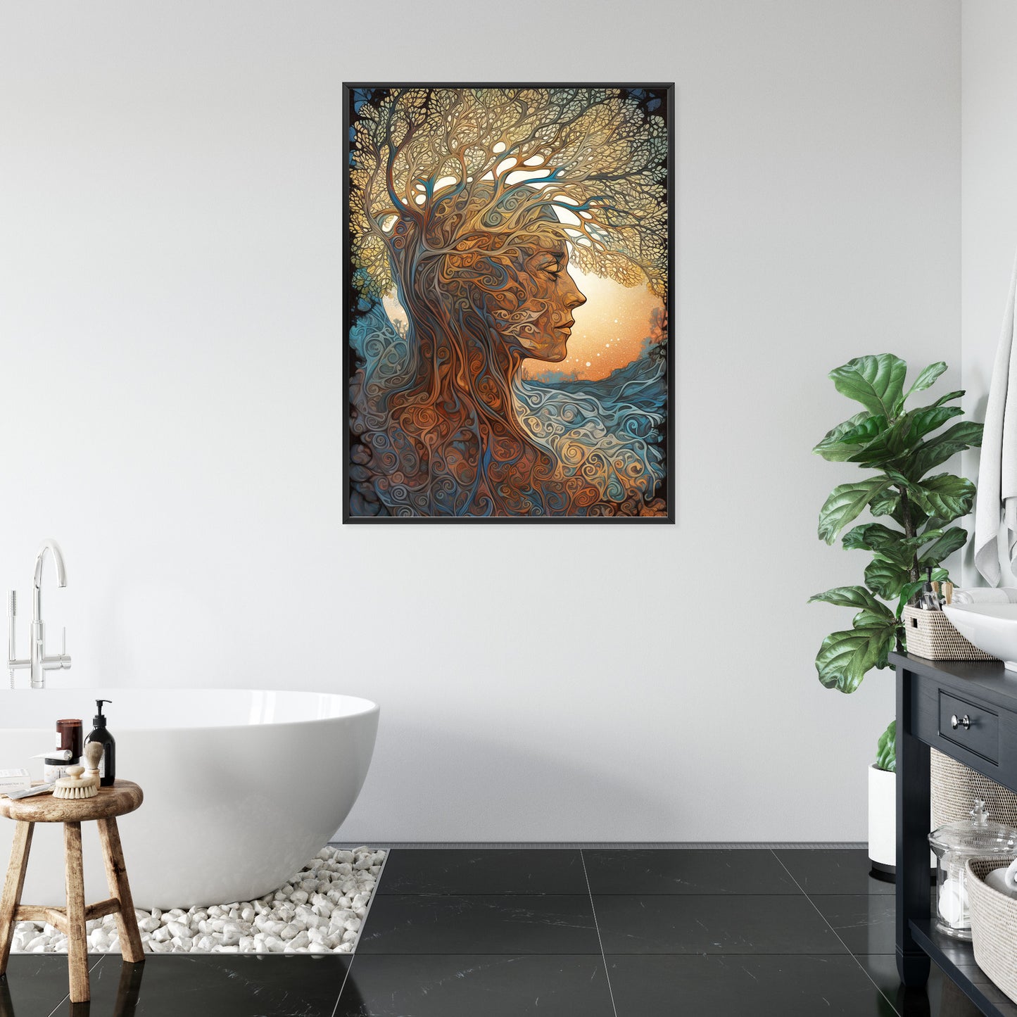 Poster Männerkopf Und Künstlerischer Baum
